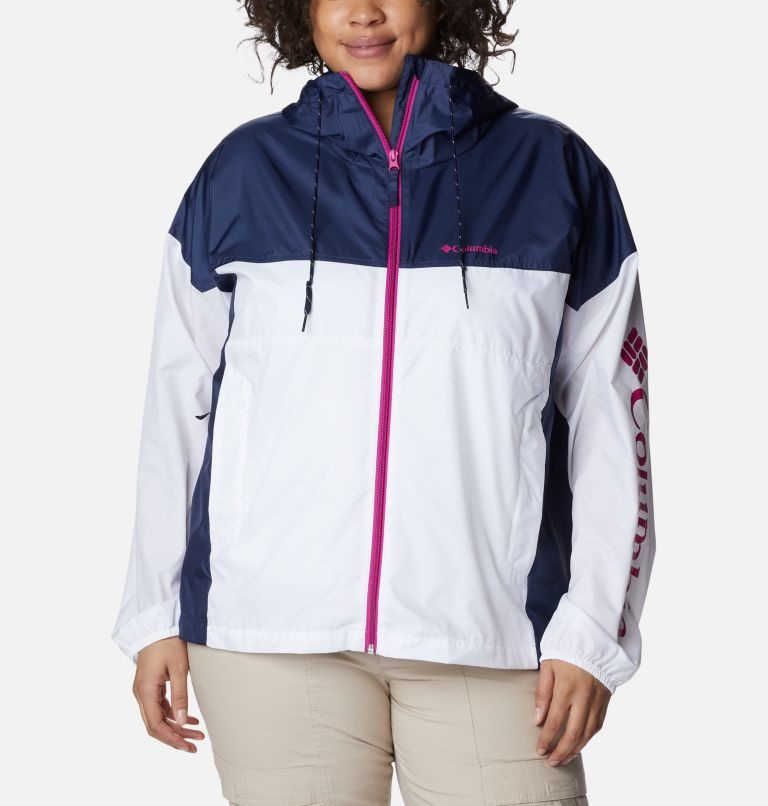 Jacheta Columbia Flash Challenger Novelty Windbreaker Dama Albi Bleumarin | Plus Size DI07Z98QM